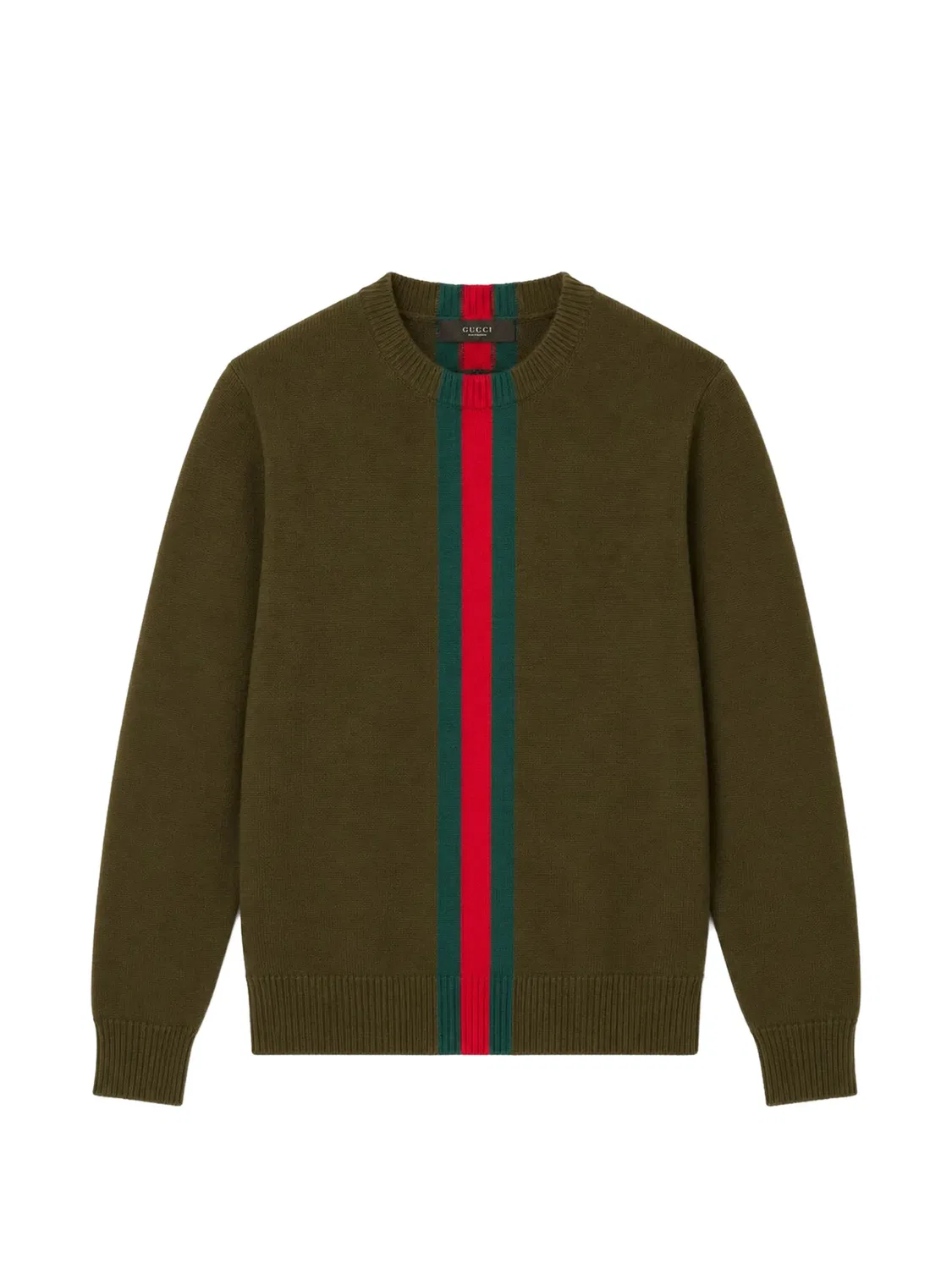 Свитер с отделкой Web Gucci Kids, зеленый