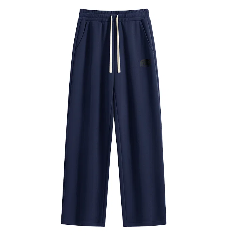 Детские унисекс брюки свободные прямые Tonlion, Text: Huamian Straight-Leg Trousers, Navy Blue (Ta Cool Gray Arched Bridge Label)