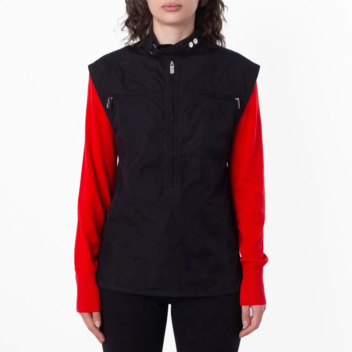 Топ без рукавов Half-Zip Sleeveless Cotton Top Burberry, Black