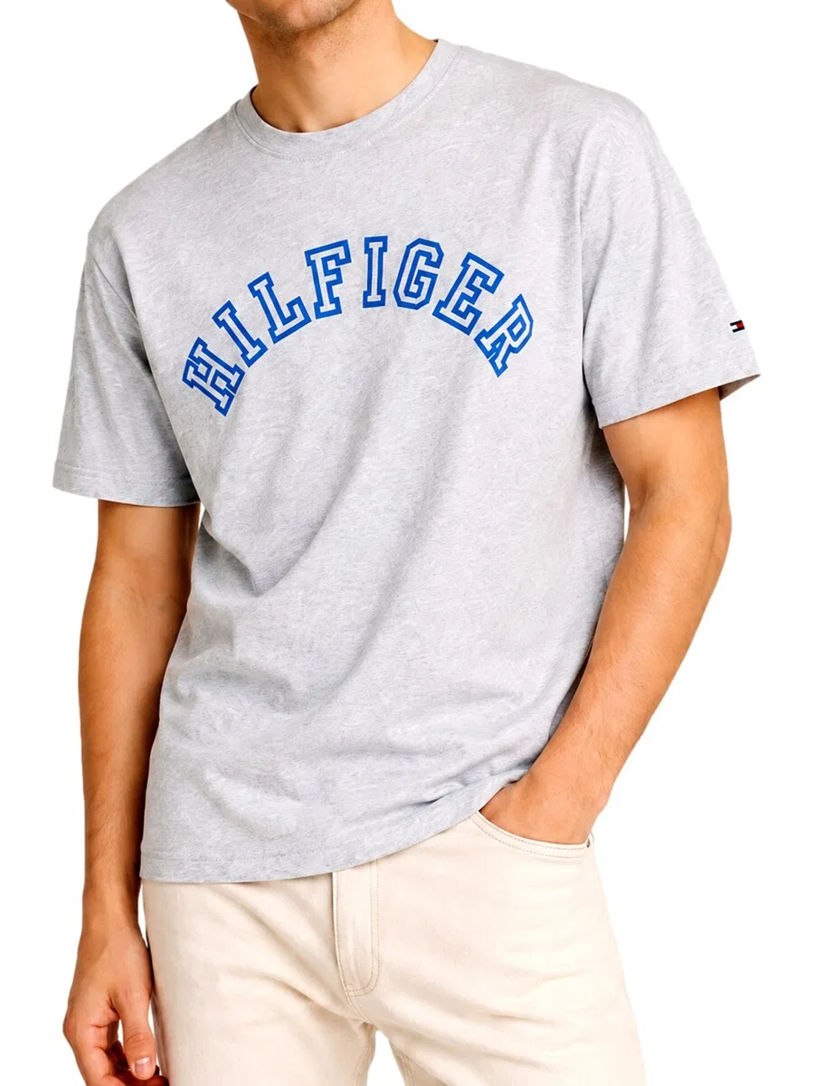 Футболка TOMMY HILFIGER серого цвета — фото 3
