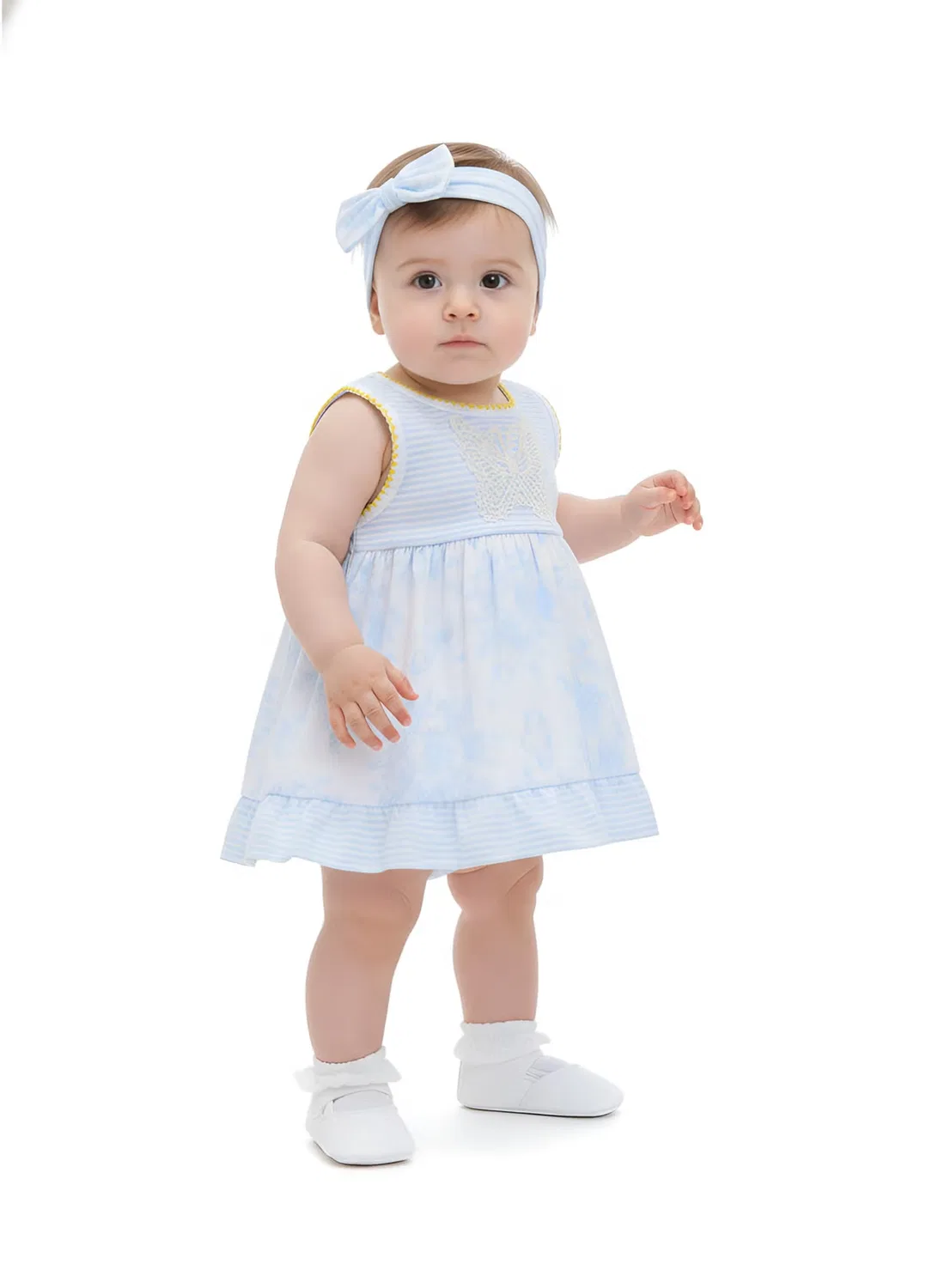 Платье-боди с принтом бабочки Amaia Bambimici, голубой — фото 2