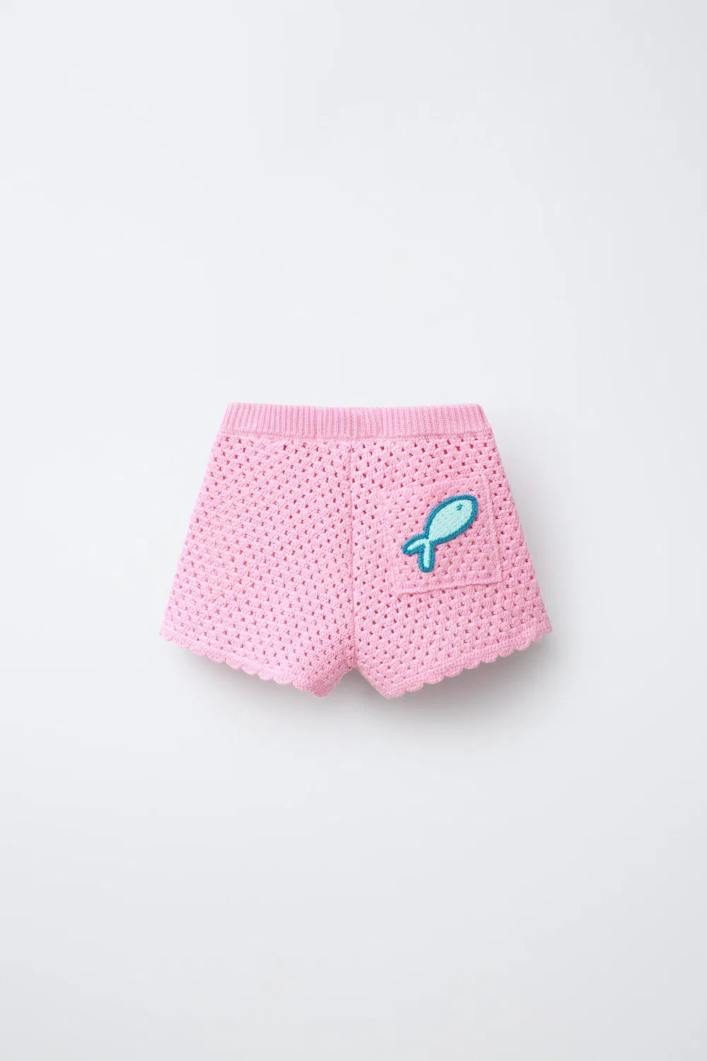 Вязаные крючком шорты-бермуды с рисунком рыбы ZARA, Pink — фото 2