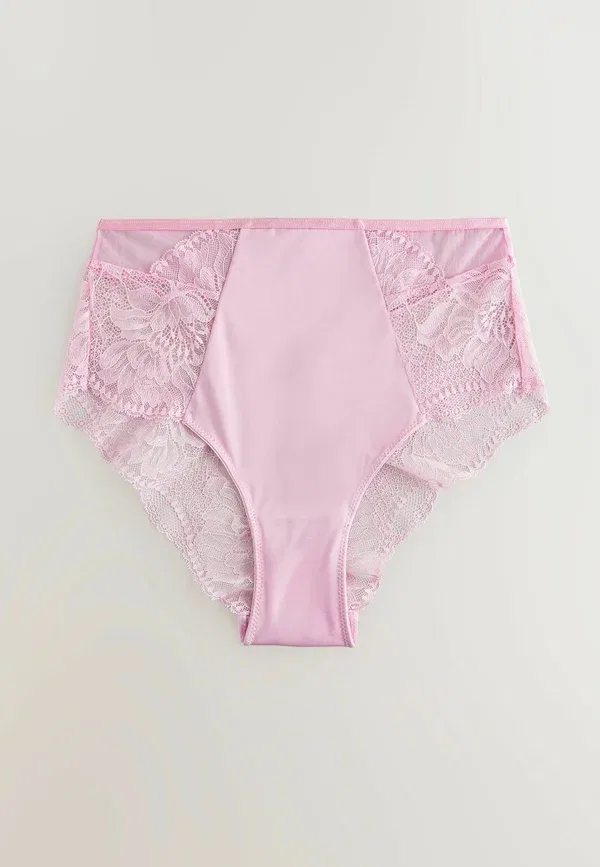 Трусы комплект 3 шт Lace High waist-knickers Next Green, Pink, Cream, зеленый/розовый — фото 4