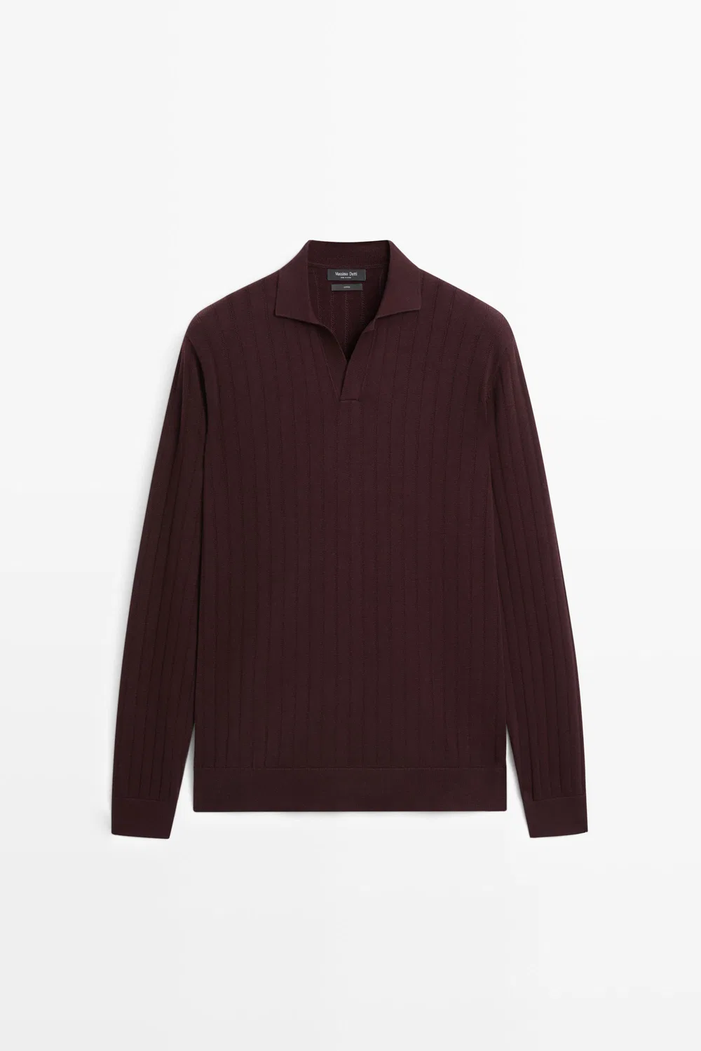Поло-свитер Massimo Dutti 100% Cotton Knit, бордовый — фото 2