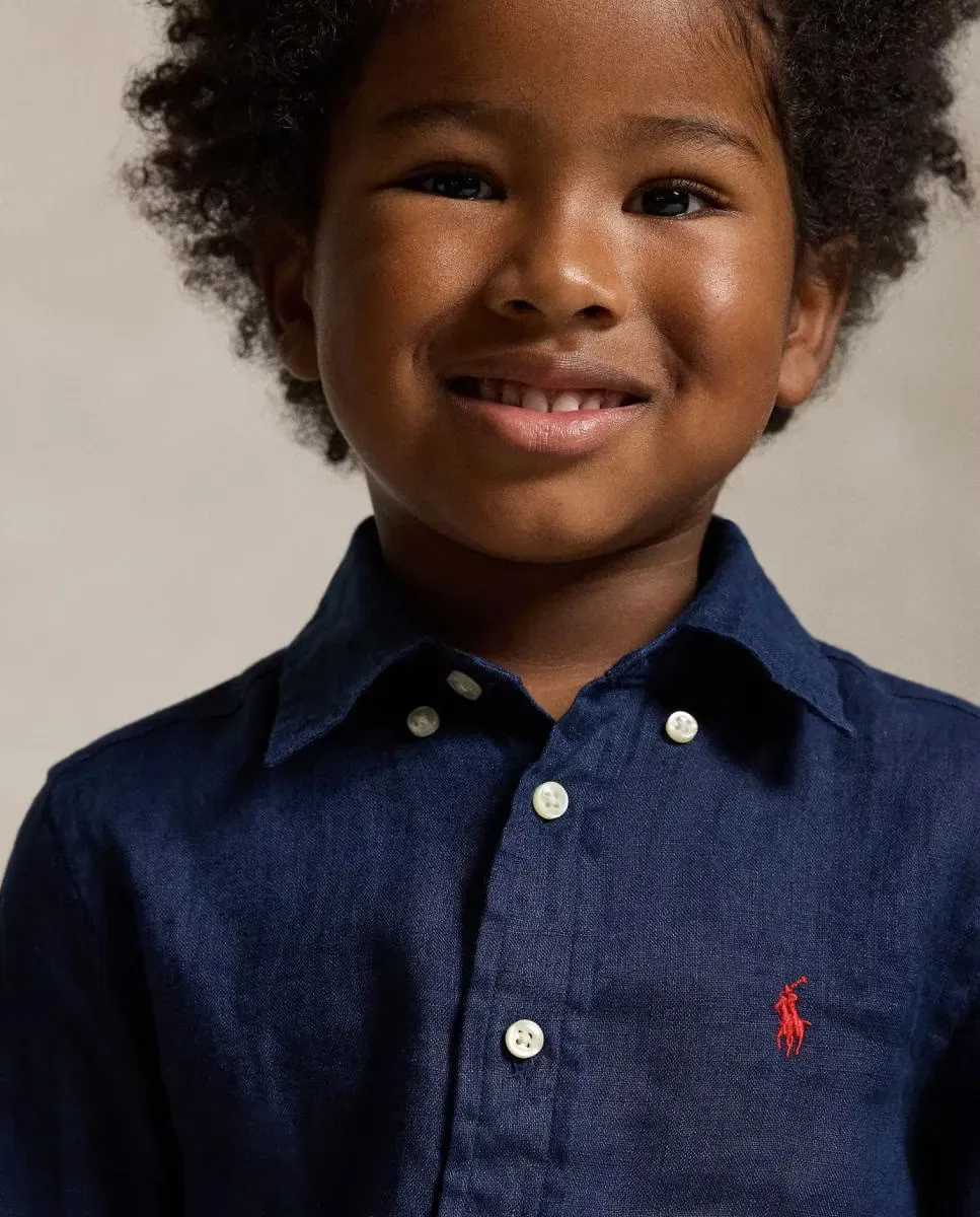 Детская рубашка для мальчиков льняная Polo Ralph Lauren, Azul Marino — фото 2