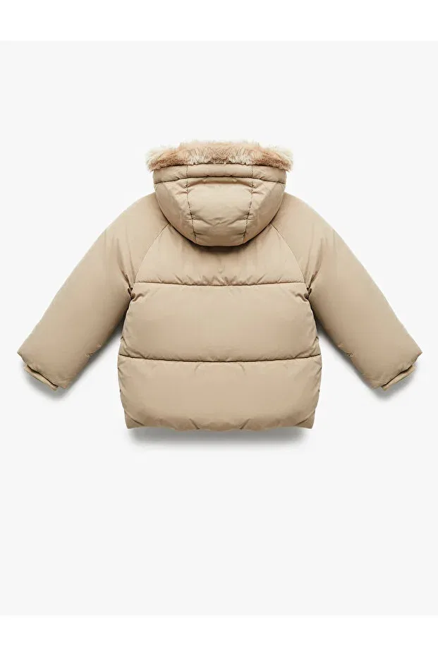 Детское зимнее пальто для девочек стеганое с капюшоном Koton, Beige — фото 2