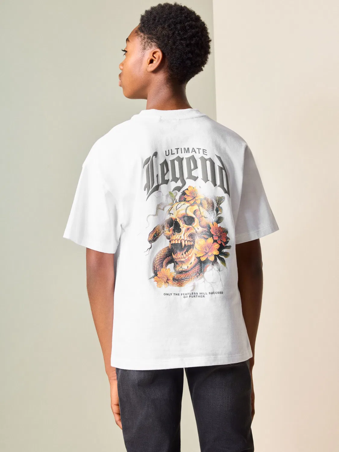 Футболка с принтом, Skull Back Print Next, белый