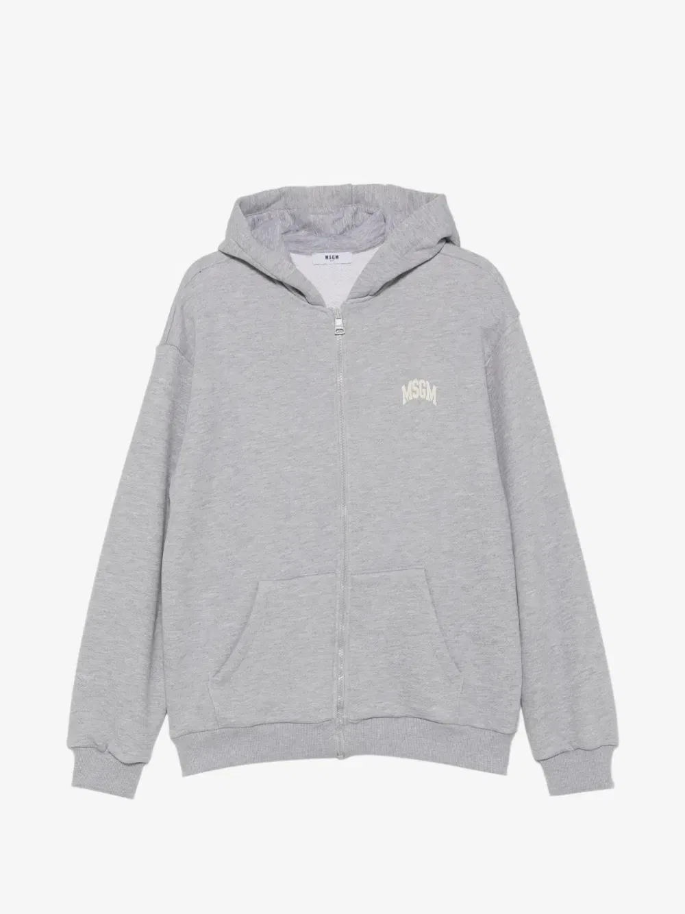 Худи на молнии с логотипом MSGM Kids, серый
