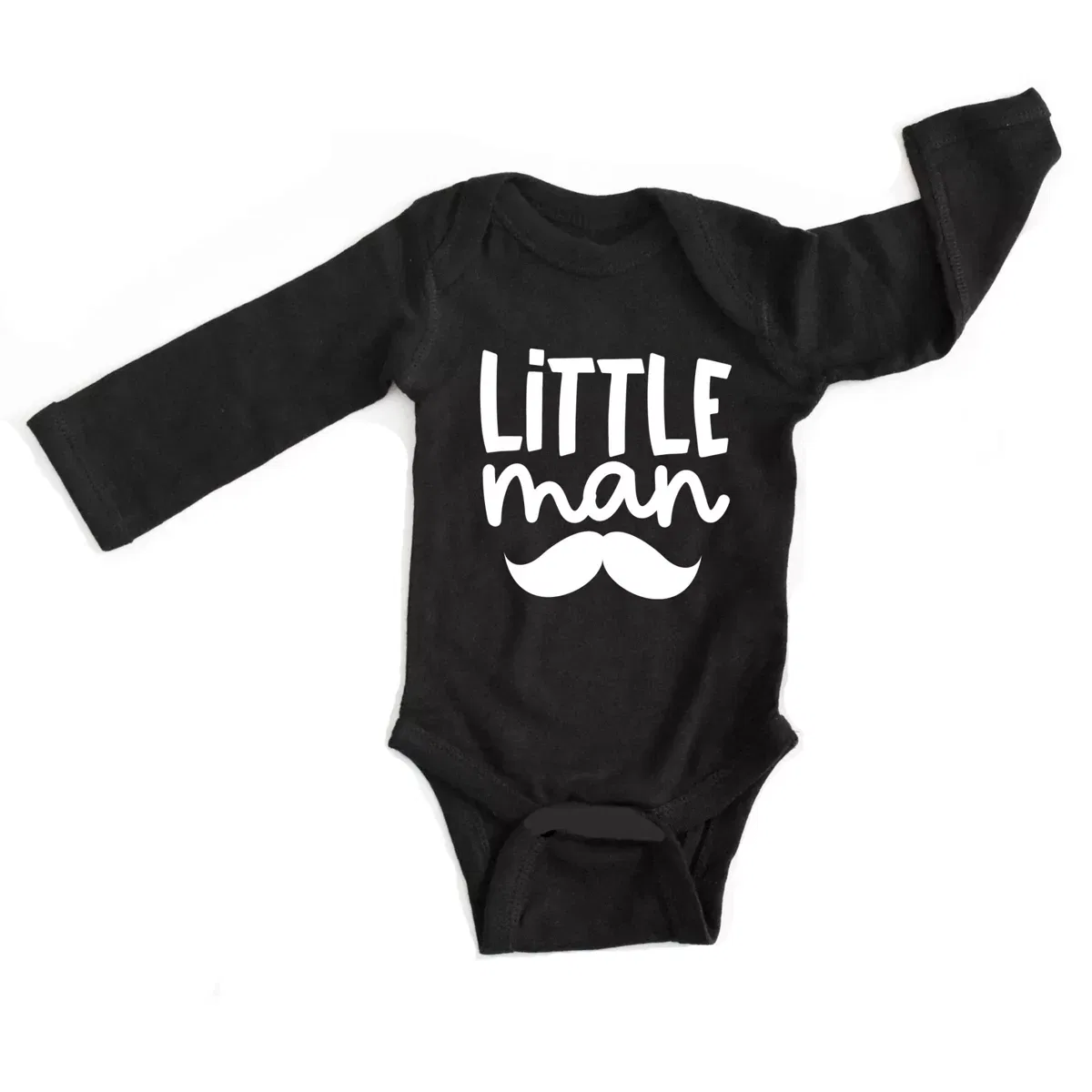 Детское боди с длинным рукавом Little Man Mustache The Juniper Shop, Black