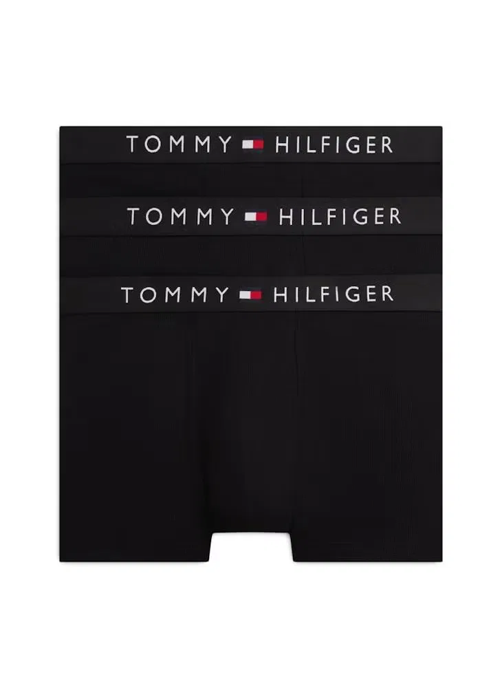 Трусы-боксеры с логотипом на поясе, комплект из 3 штук, Th Original, Tommy Hilfiger, черный