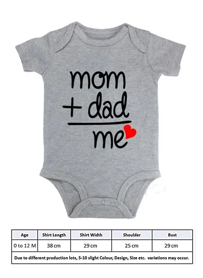 Боди-комбинезон с принтом Mom Dad Me We Happy, серый — фото 2