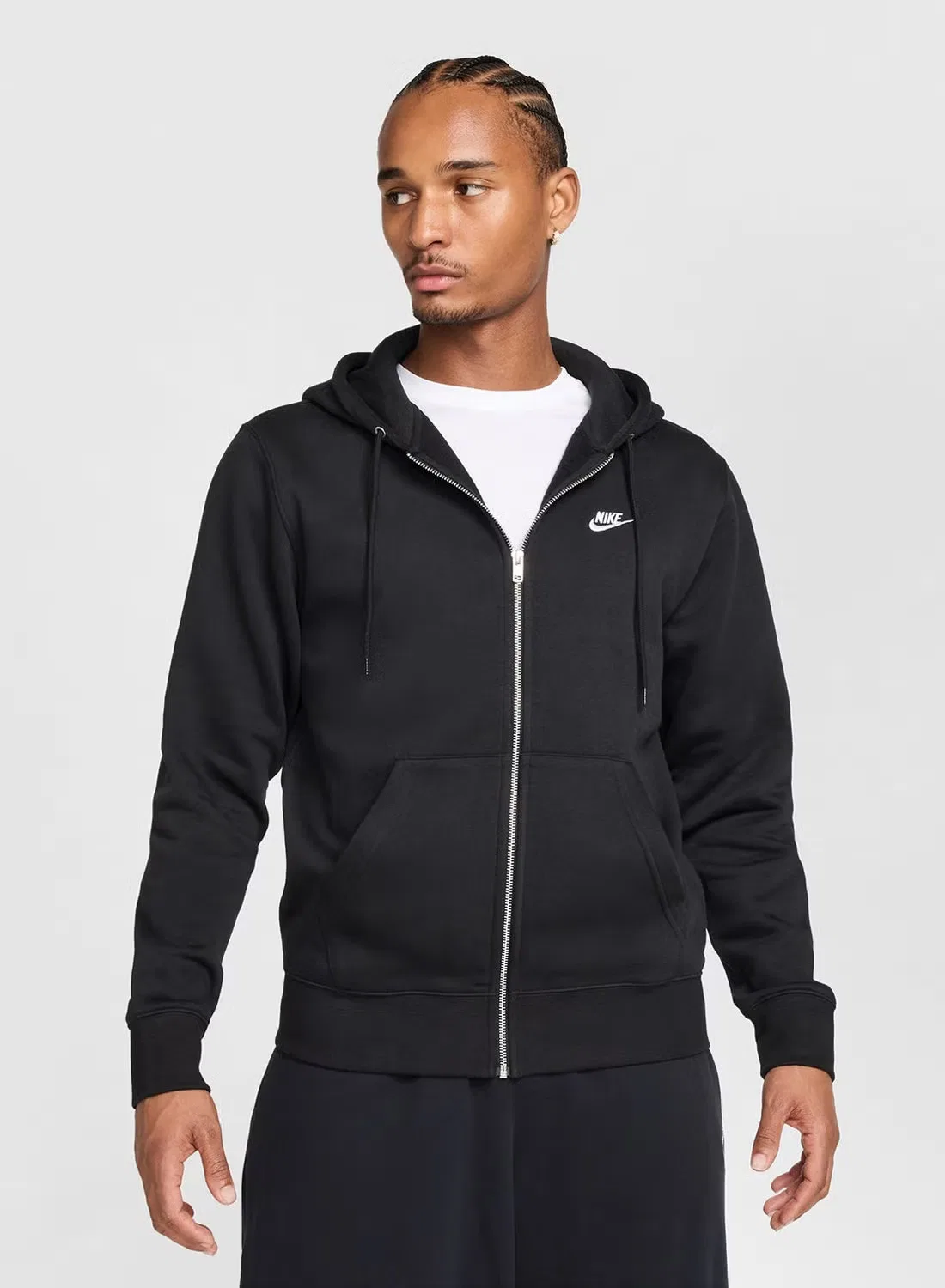 Худи на молнии с капюшоном Nike Club, черный