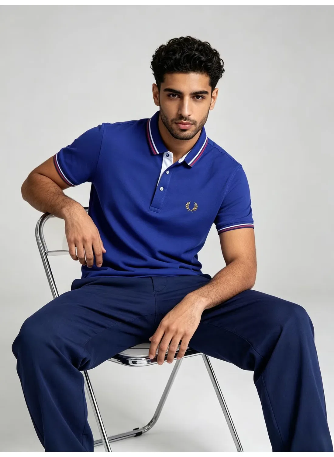 Поло с полосами, короткий рукав, Fred Perry, синий