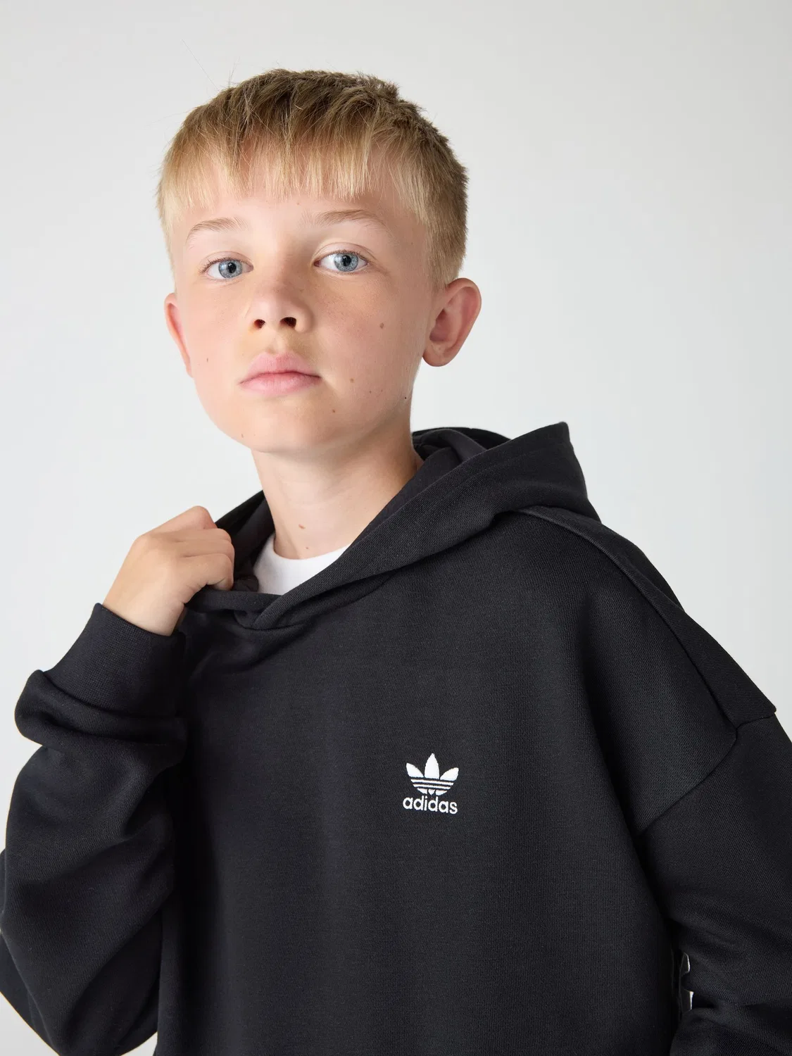 Худи свободного кроя, флис, adidas Originals, черный — фото 4
