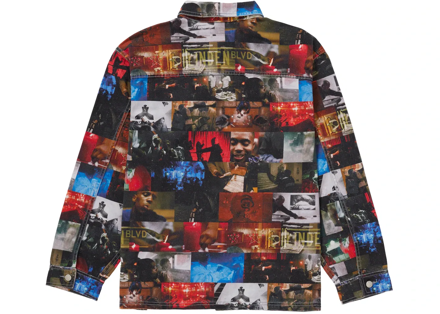 Мужское пальто-куртка джинсовое с принтом Nas and DMX Collage Denim Chore Coat Supreme, Multicolor — фото 2