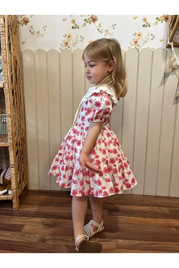 Детское платье для девочек с принтом Gülce Gül Baby, Red And White — фото 4