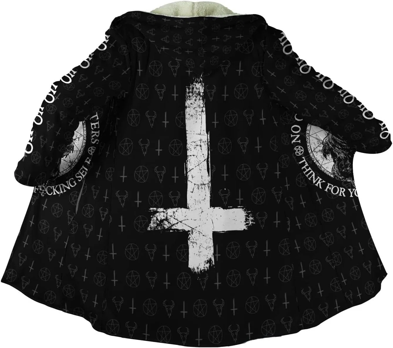 Мужское пальто с принтом Satan Goat Tattoo, Anti Cross