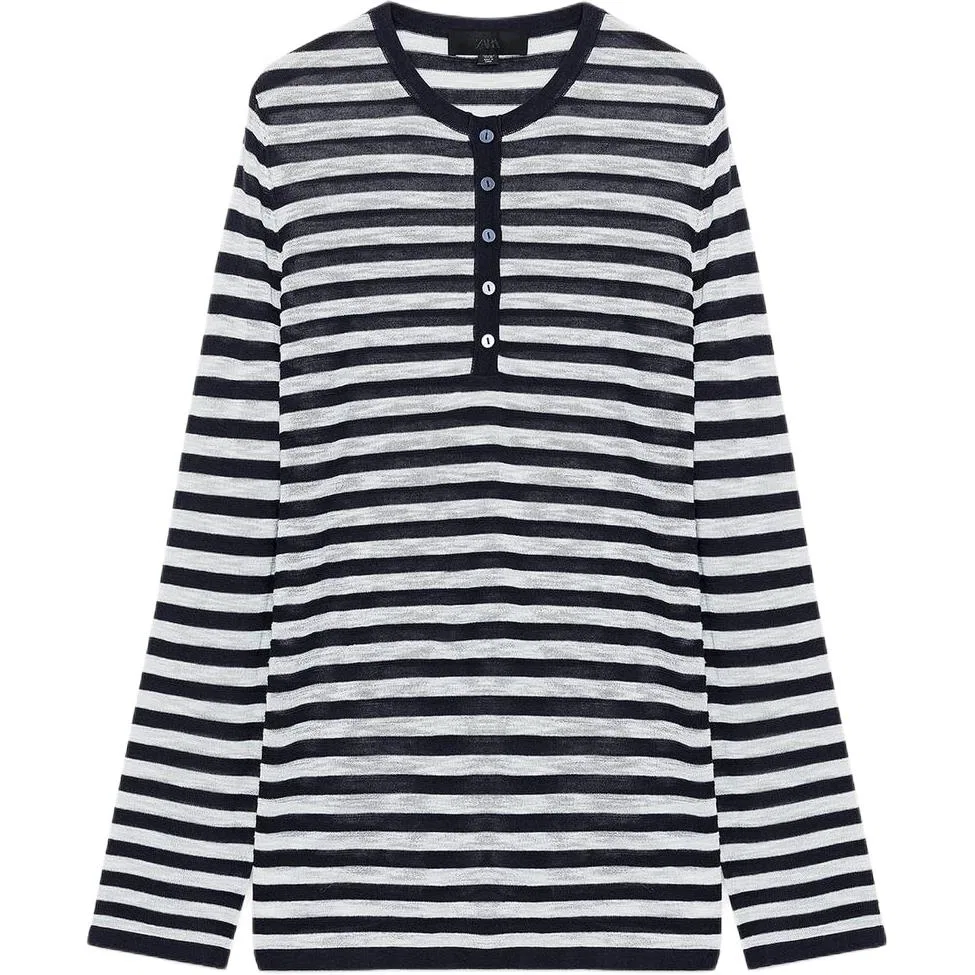 Женский свитер с принтом Sea Blue/White ZARA, Морской Синий/Белый