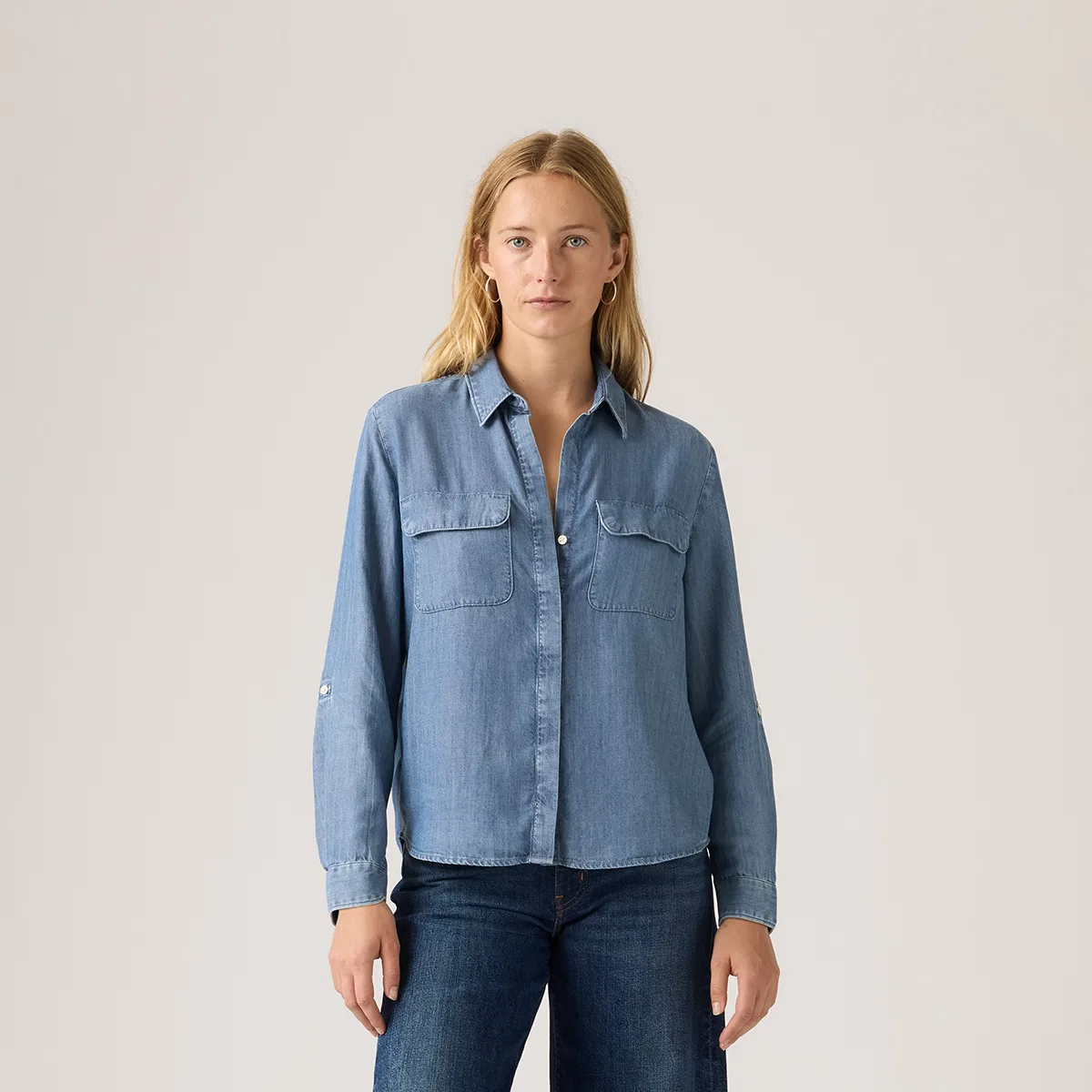 Женская рубашка с длинным рукавом с принтом Levis, Medium Washed — фото 4