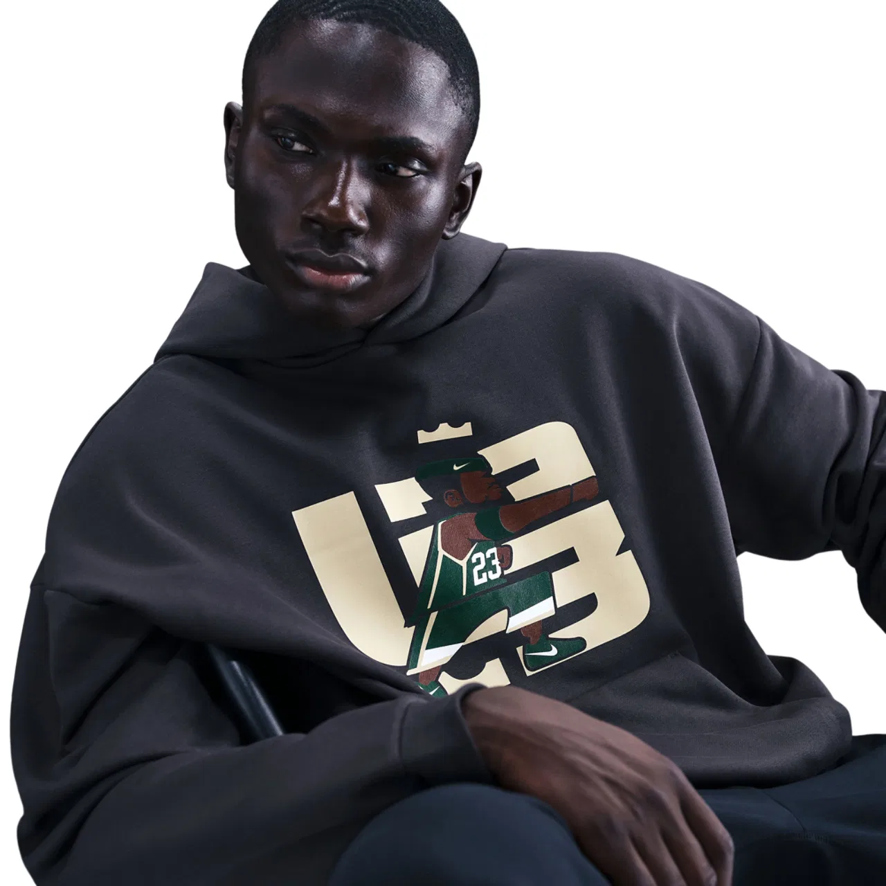 Мужское худи Lebron TF SI Brushed Pullover Nike, цвет Off Noir/White — фото 3