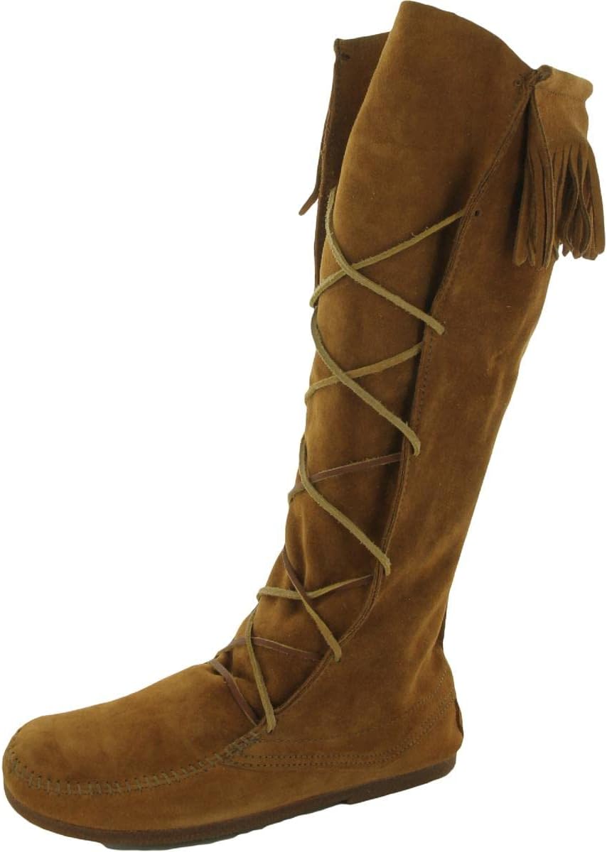 

Мужские ботинки Minnetonka выше колена с шнуровкой спереди, коричневый