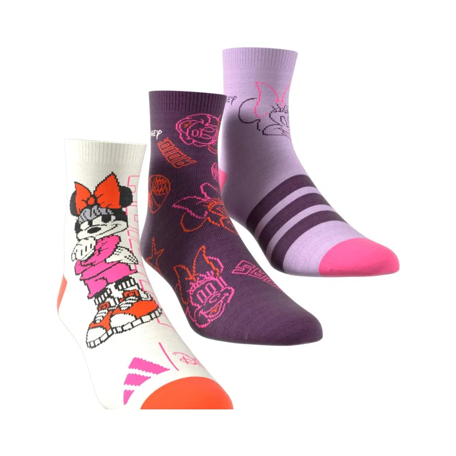 Детские носки с принтом Minnie Mouse, 3 пары, adidas, Разноцветный