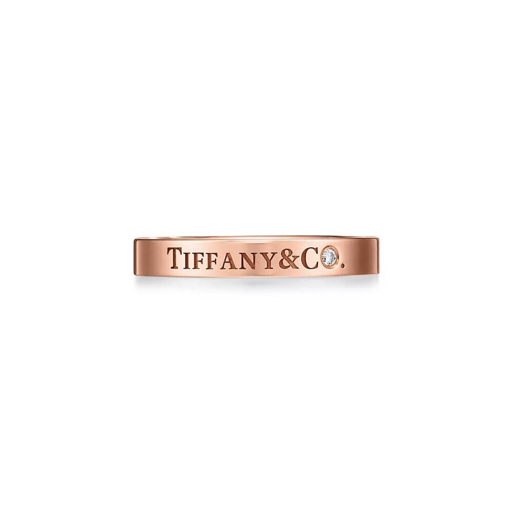 Кольцо Tiffany & Co. Band 3 mm, розовое золото с бриллиантами — фото 2