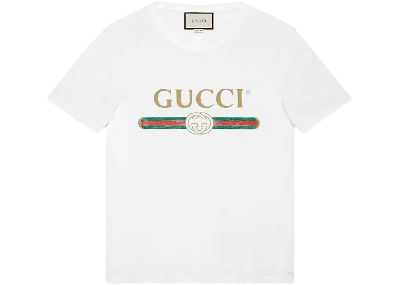 Мужская футболка с принтом Gucci Logo Washed Print T-shirt, White