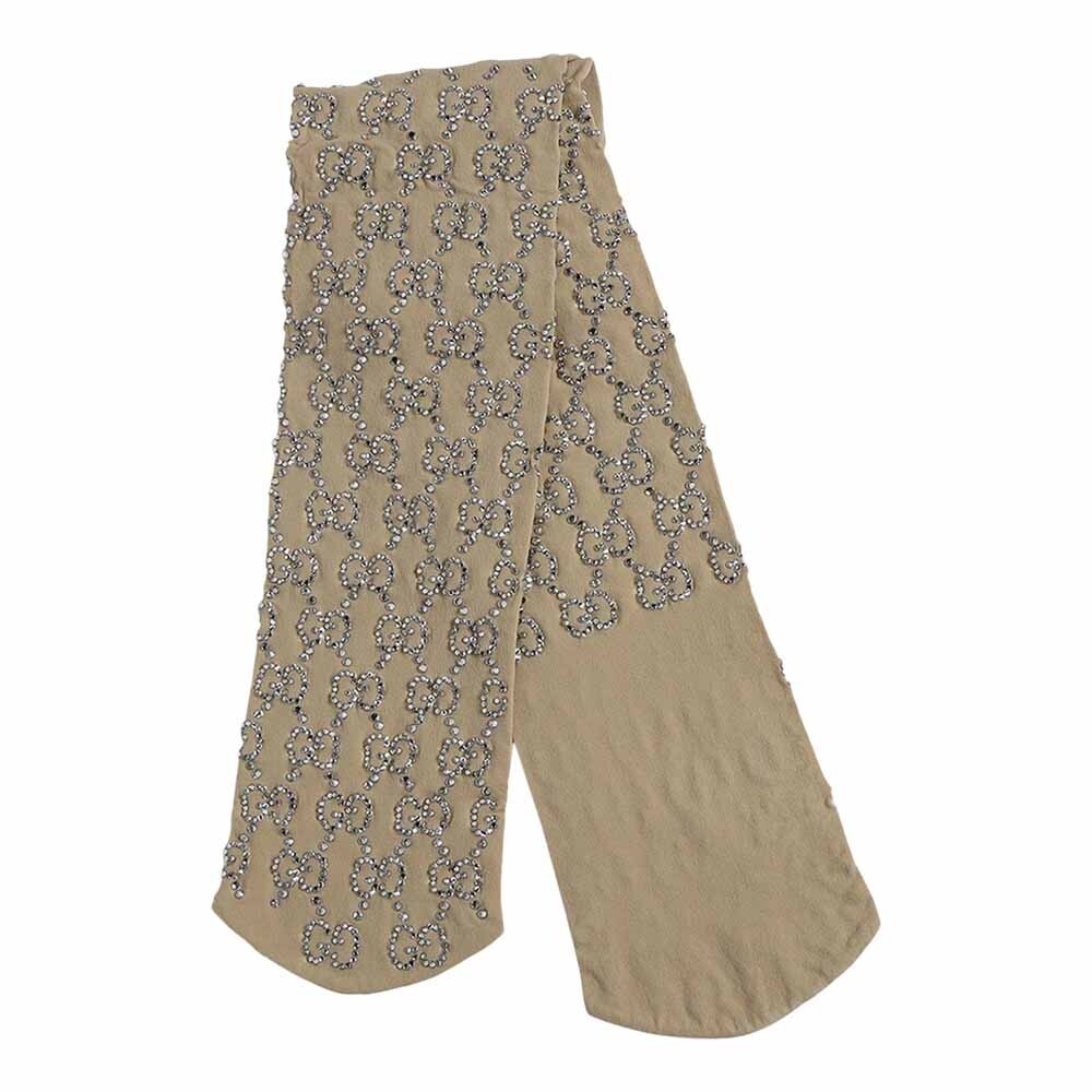 

Носки Gucci GG Embroidered Crystal, бежевый