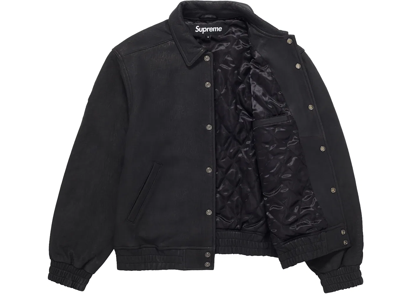Мужская куртка-бомбер из тисненой кожи Supreme, Black — фото 3