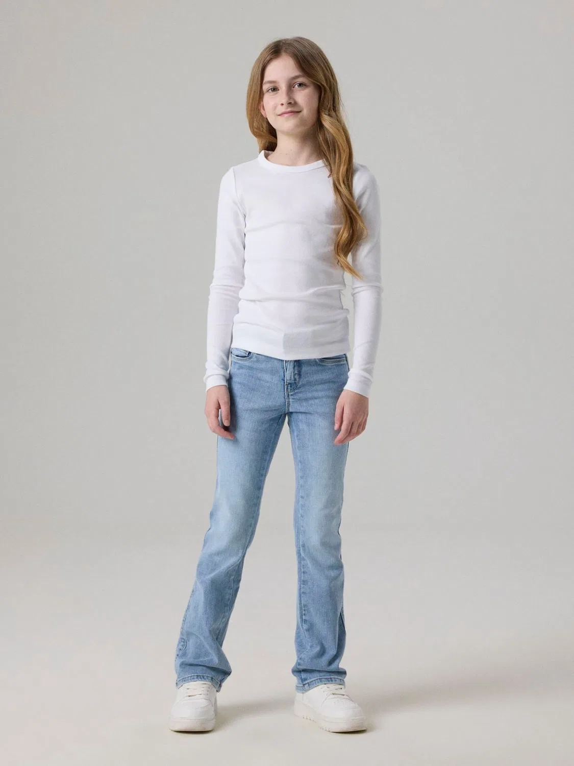 Джинсы клеш для девочек с регулируемой талией Name It, Light Blue