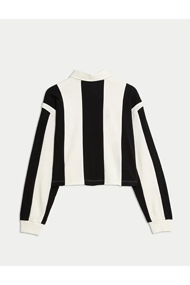 Детская футболка для девочек с длинным рукавом поло Marks & Spencer, Black Mix — фото 3