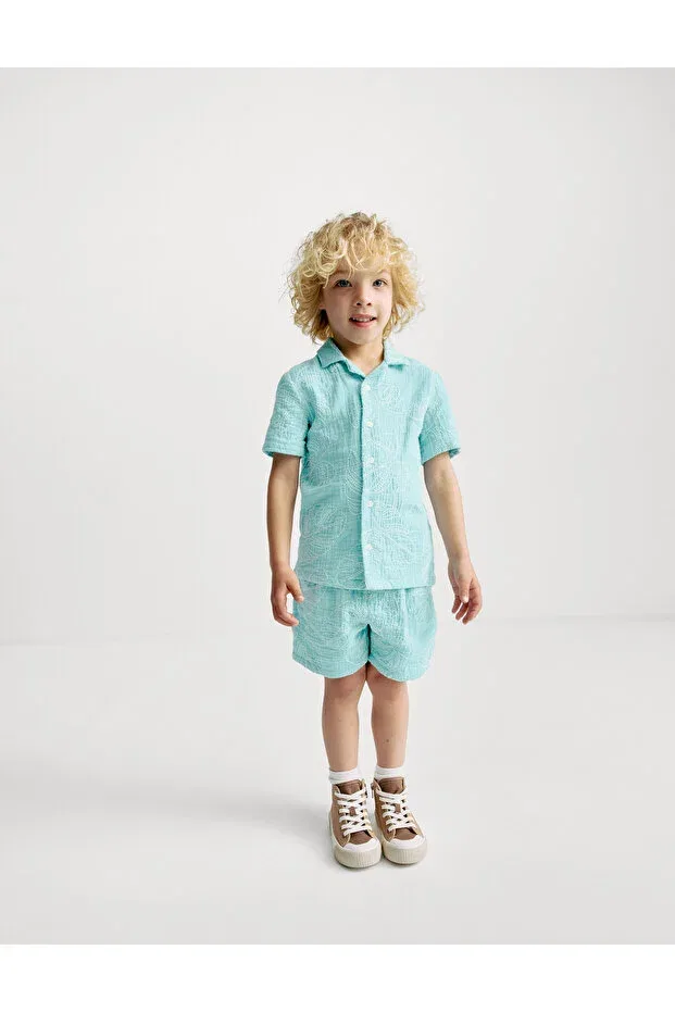 Детская рубашка для мальчиков с вышивкой Marks & Spencer, Blue — фото 3