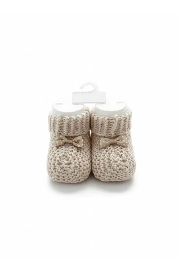 Детские пинетки для новорожденных вязаные Tiasis, Beige — фото 2