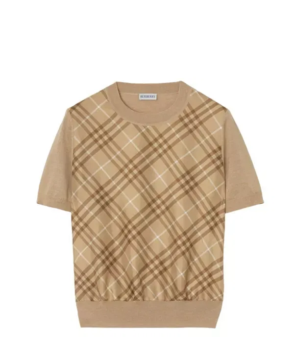 Женский свитер с вставкой Burberry Check, Camel