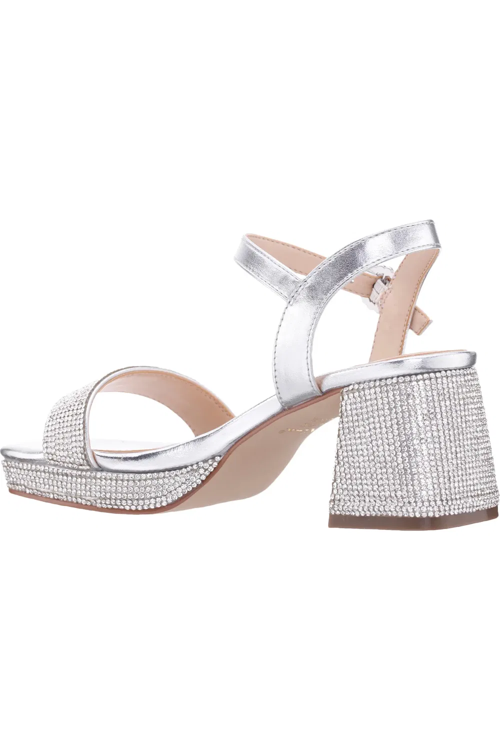 Сандалии детские с блестками и платформой Marysol Nina, Silver Metallic Stones — фото 2