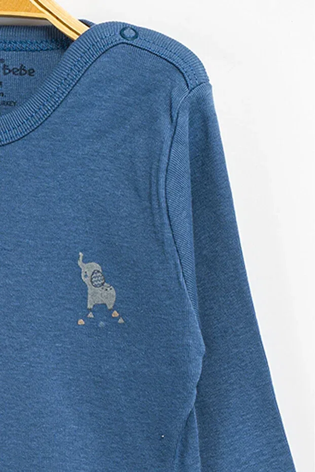 Детское боди для мальчиков и девочек с принтом Basics Aziz Bebe, Dark Blue — фото 3