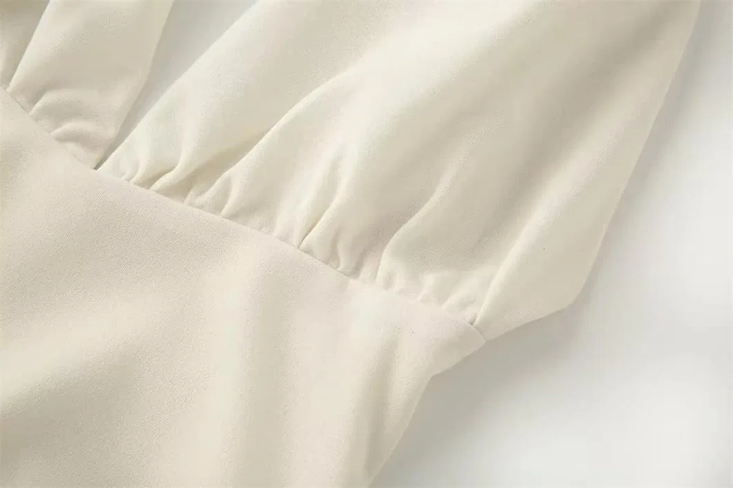 Женское макси-платье с запахом на шее V-образным вырезом, White — фото 4