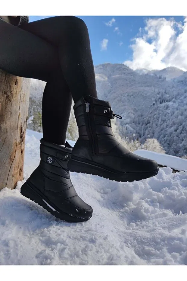 Детские снежные ботинки на шнуровке Çiğdem Kundura, Black-Side-Zipper
