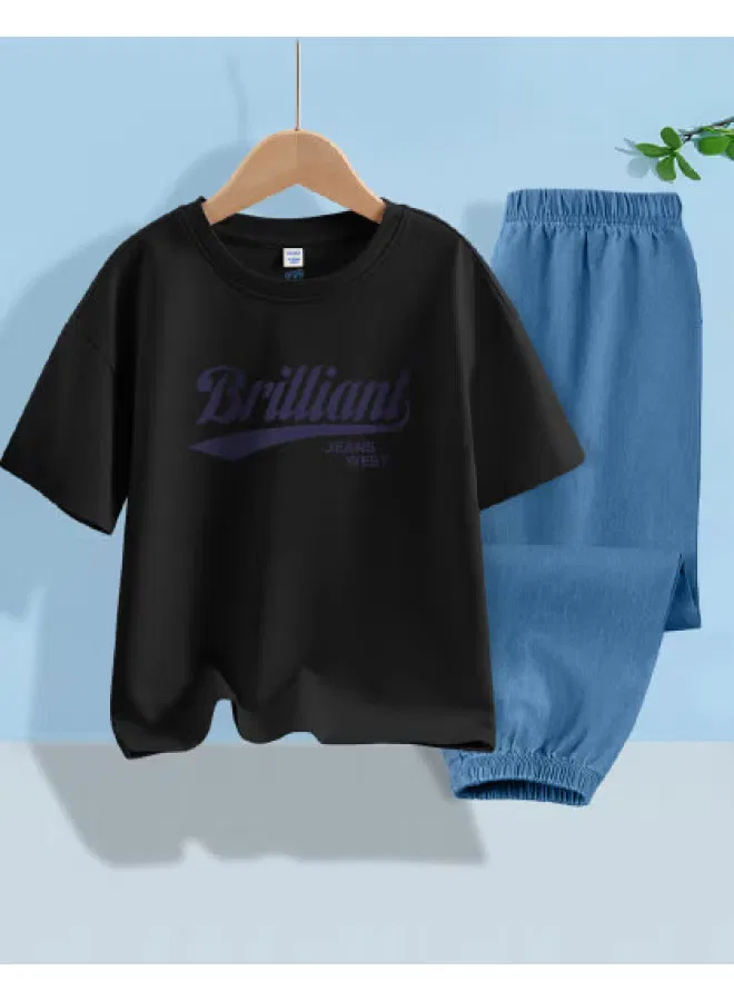 Комплект футболка с коротким рукавом и брюки модель Summer 2025 Jeanswest, черный