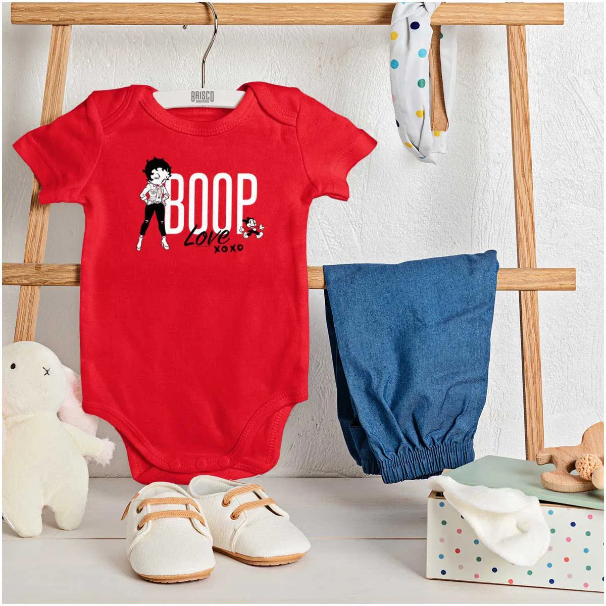 Детское боди для девочек с коротким рукавом Love Betty Boop Hugs and Kisses Brisco Brands, Red — фото 3