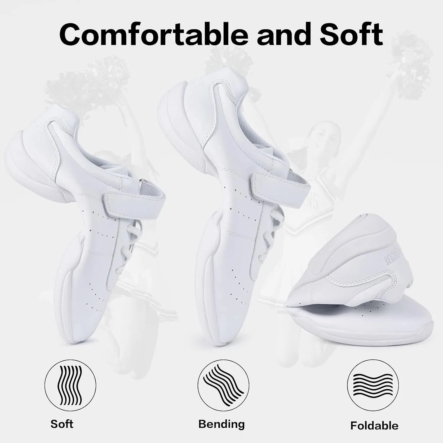 Детские кроссовки для девочек с принтом Cheer Shoes Smapavic, White-Girl — фото 3