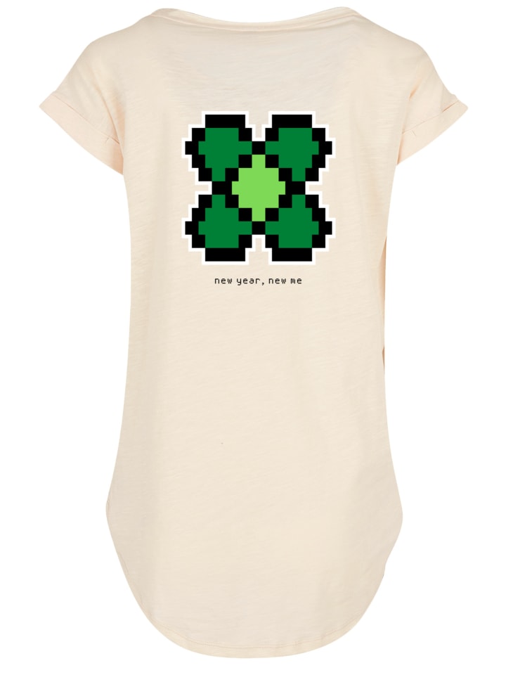 

F4NT4STIC Футболка с длинным рукавом «Новый год, канун Нового года, пиксельный клевер» в цвете «Уайтсэнд»