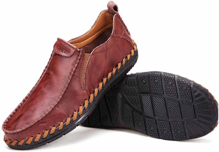 

Мужские кожаные удобные туфли MSYINGL, ручная строчка, шнурованные повседневные туфли, легкие прогулочные обувь для улицы, лодочные туфли, бордовый