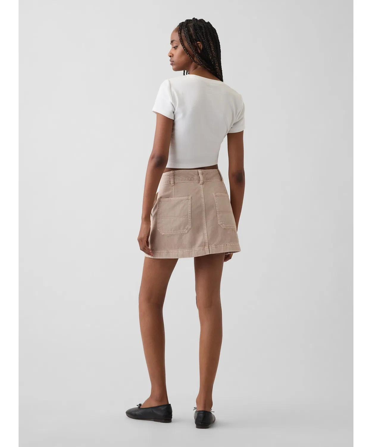 Женская мини-юбка-шорты с высокой посадкой из хлопка Gap, Khaki — фото 4