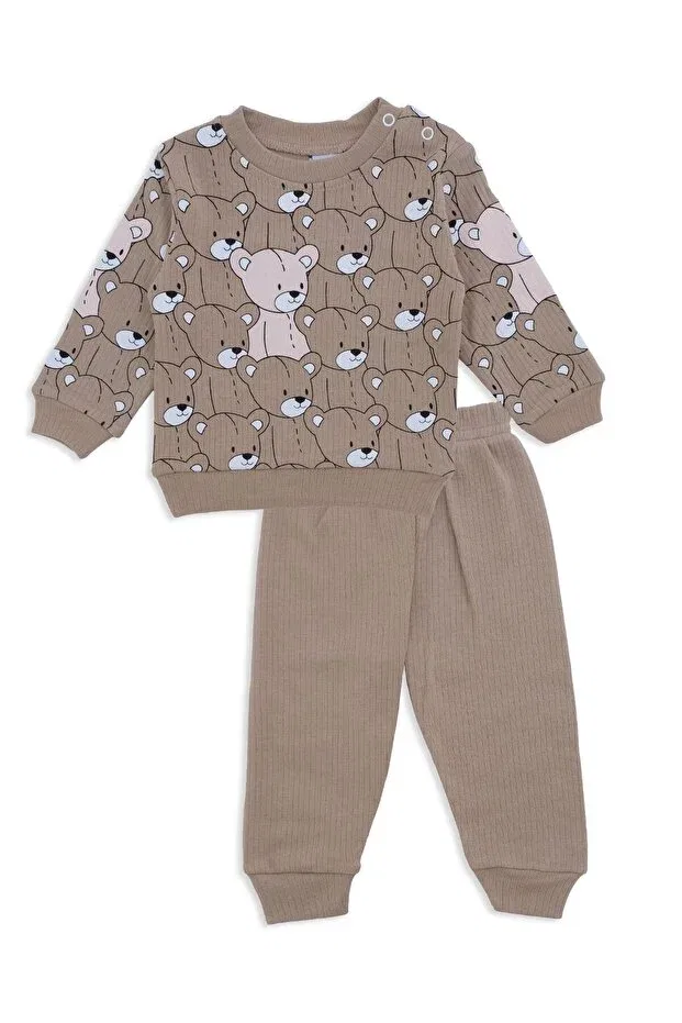 Детский костюм спортивный с принтом Teddy Bear Heads Bebelop, Brown