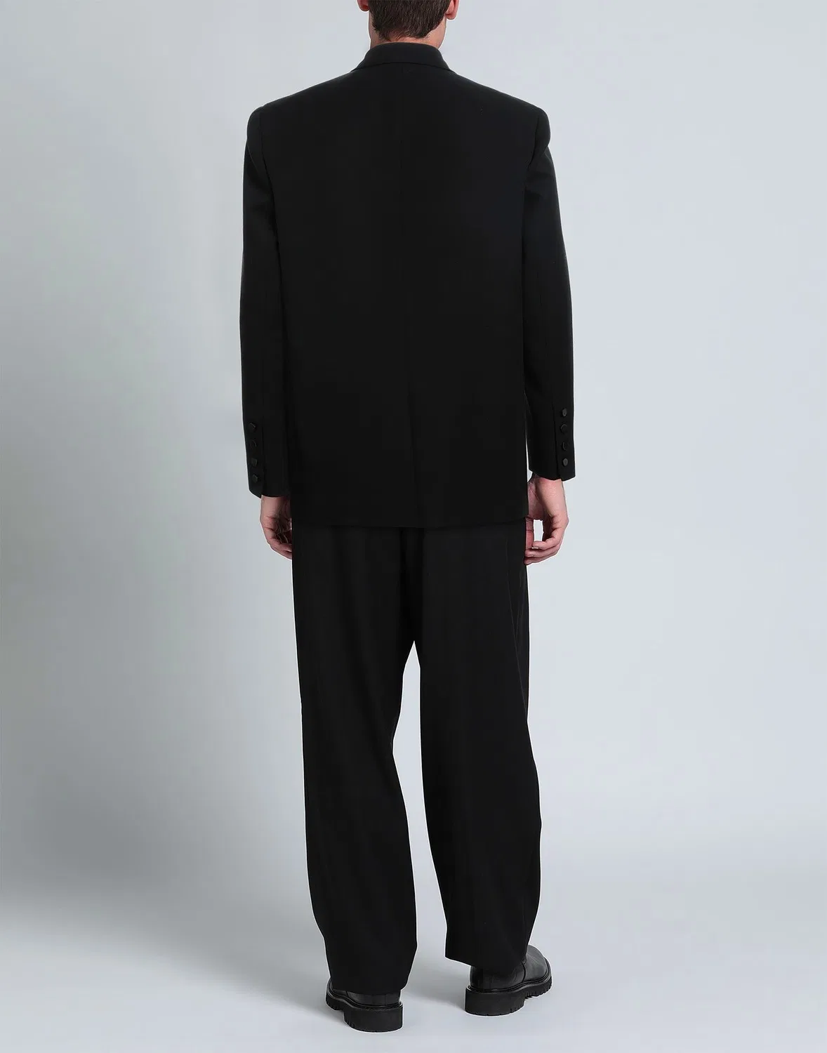 Мужской пиджак из шерсти двубортный Saint Laurent, черный — фото 3