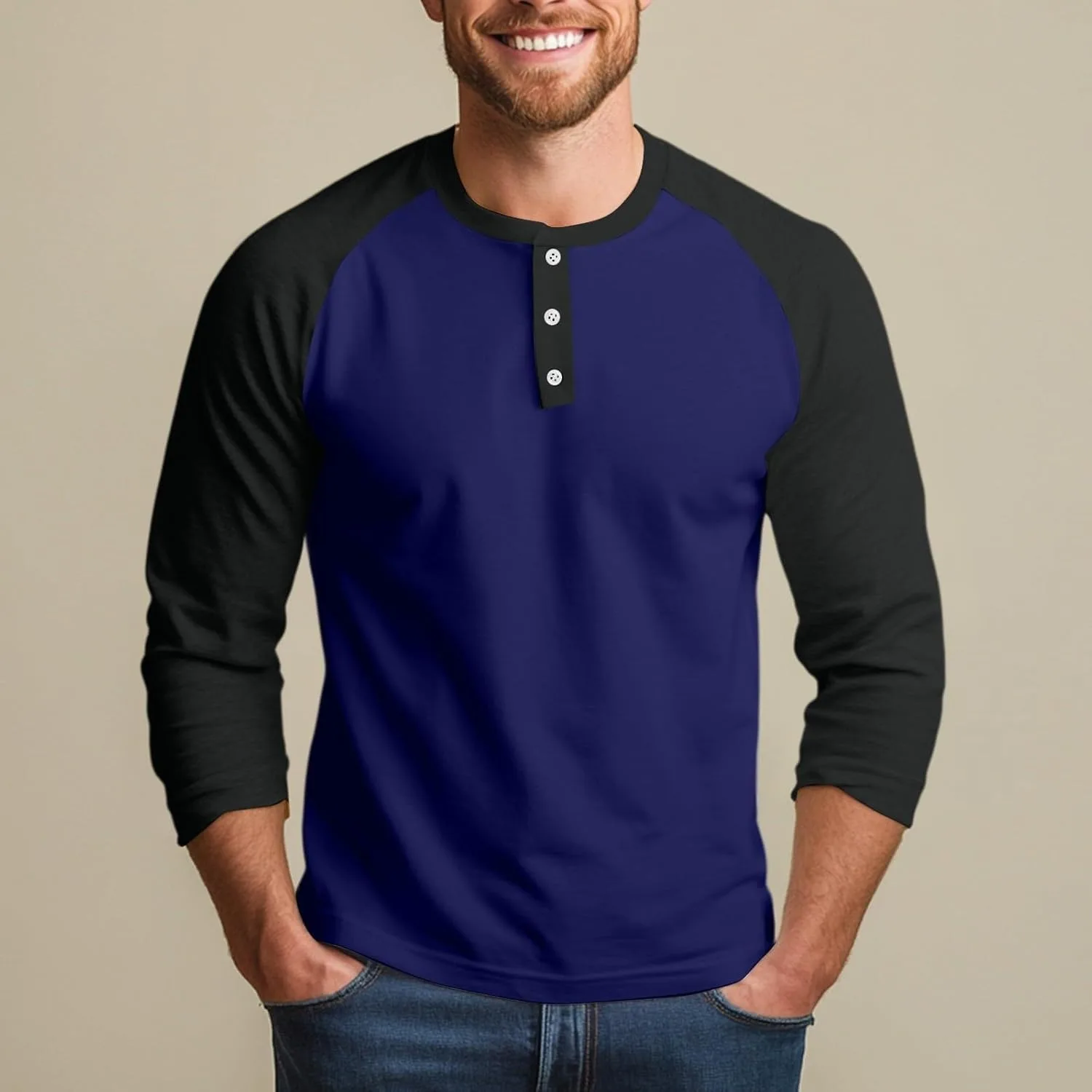 Мужская бейсболька Raglan с 3/4 рукавом Slim-Fit — фото 2