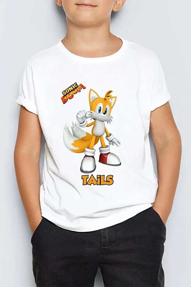 Детская футболка для мальчиков с принтом Sonic Boom Tails Morinna Im, Белый