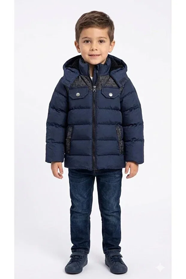 Детское зимнее пальто для мальчиков пуховое Haanbebe, Navy Blue